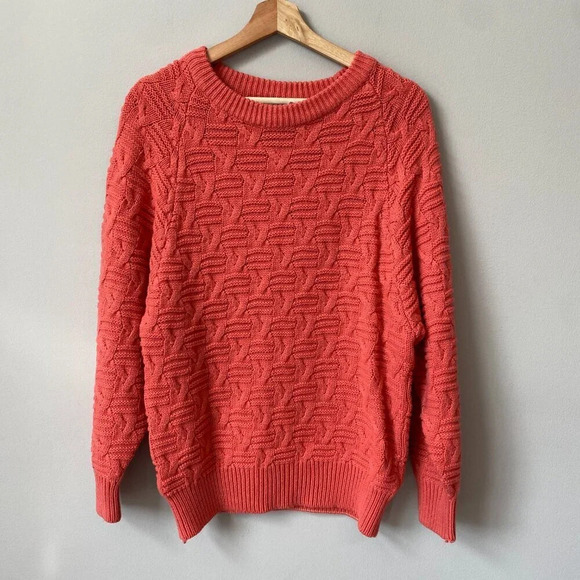 Vtg Paul Harris Women's Small 90s Acrylic Crewneck Knit Pullover Sweater Coral - Picture 3 of 16